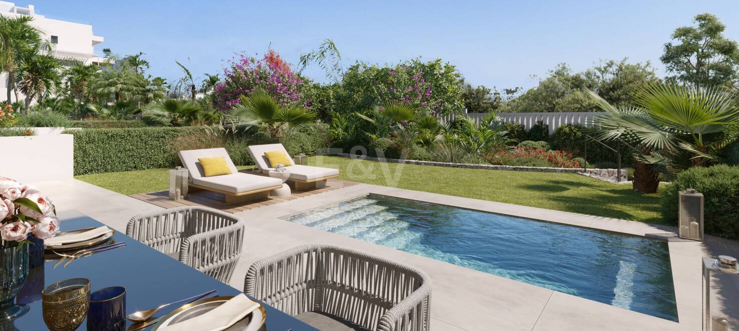 Hübsche Gartenwohnung in Gehweite zu den Stränden der Goldenen Meile