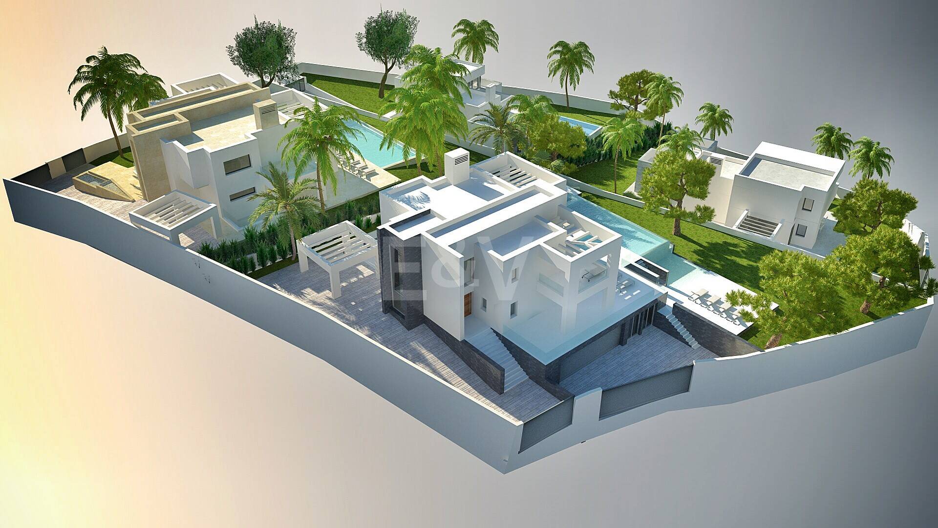 Wyjątkowe Okazja: Cztery Ploty w Elvirii z Projektem i Licencją oraz Spektakularnymi Widokami Morskimi