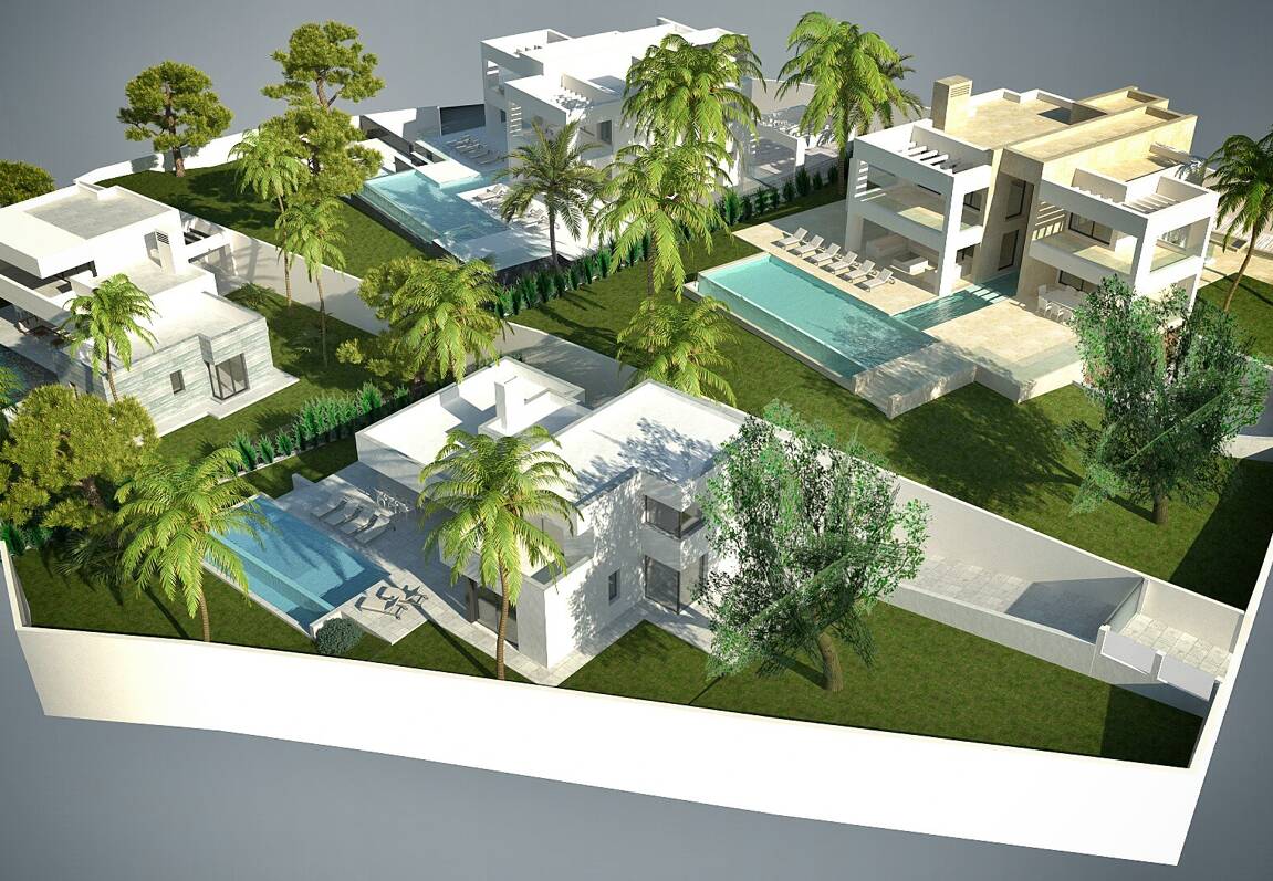 Exceptionell Möjlighet: Fyra toppar i Elviria med projekt och licens och med spektakulär utsikt över havet