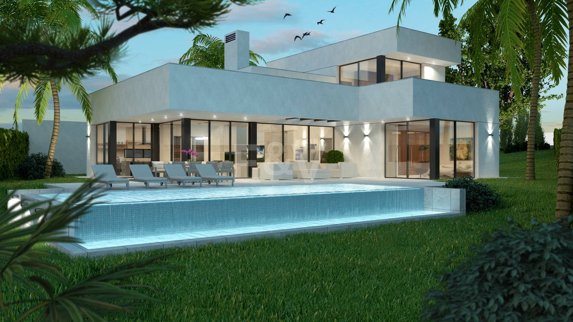 Exceptionell Möjlighet: Fyra toppar i Elviria med projekt och licens och med spektakulär utsikt över havet