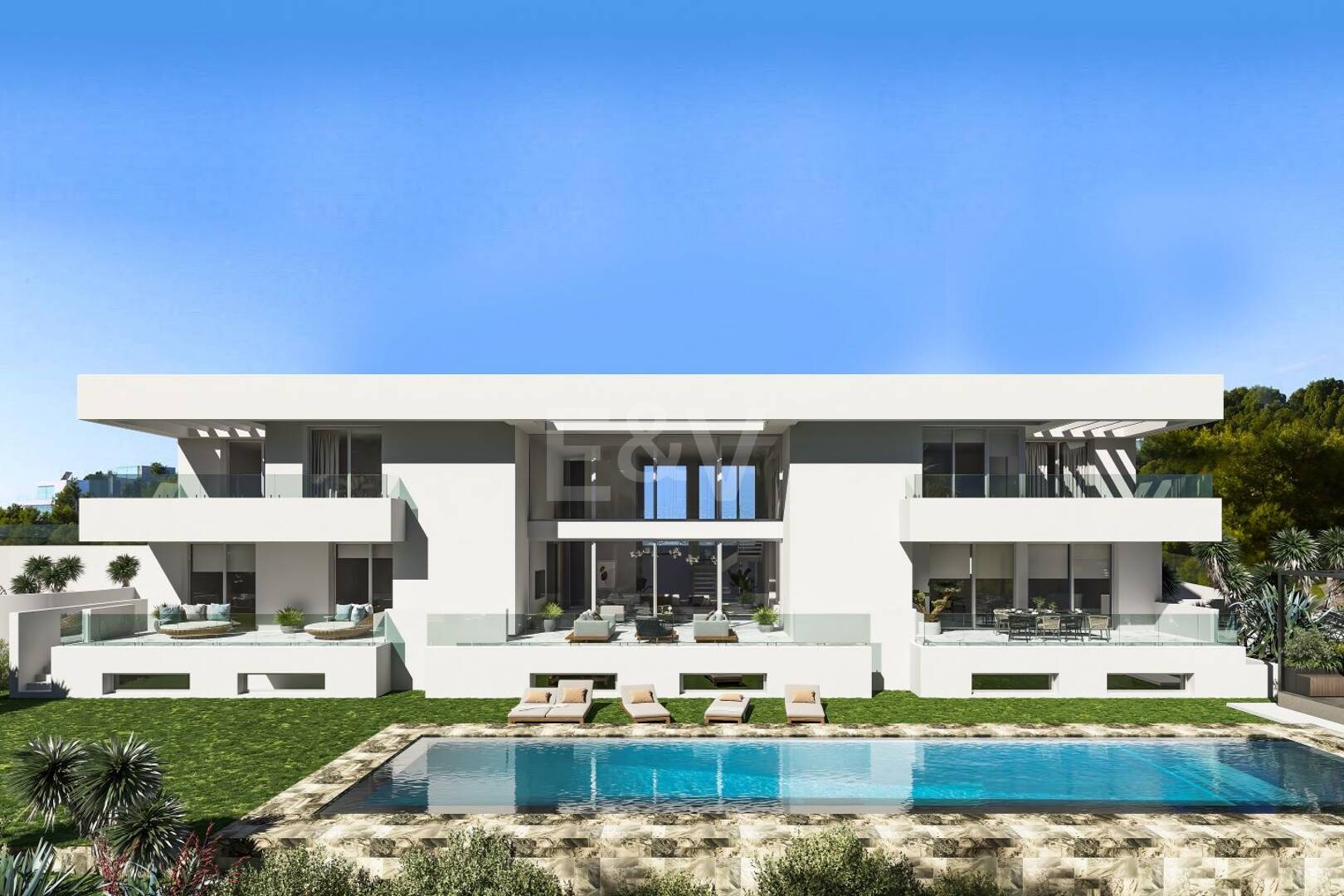 Projet de Villa El Paraiso Alto contemporain avec vue sur le golf et la mer