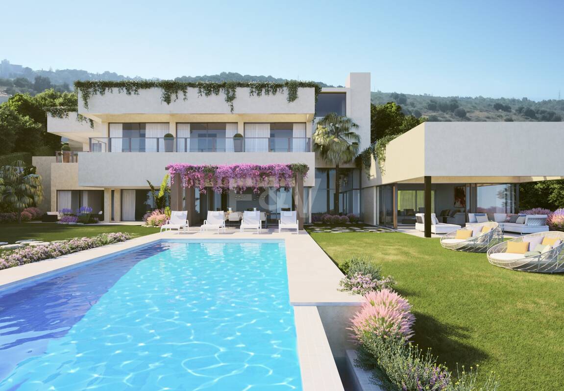 Samtida Villa Frontline Los Flamingos Golf med öppen havsutsikt