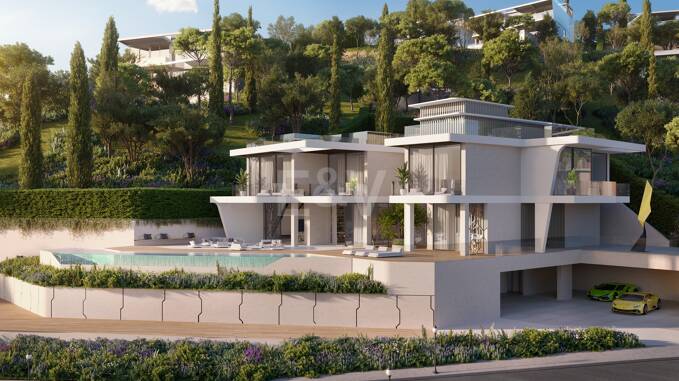 Lamborghini-inspirerad Villa med en spektakulär fusion av design, golf och havsutsikt i El Paraiso Alto