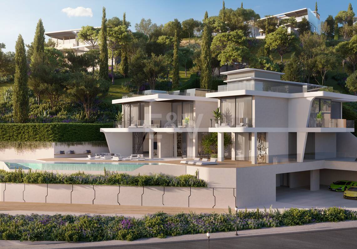 Lamborghini-inspirerad Villa med en spektakulär fusion av design, golf och havsutsikt i El Paraiso Alto