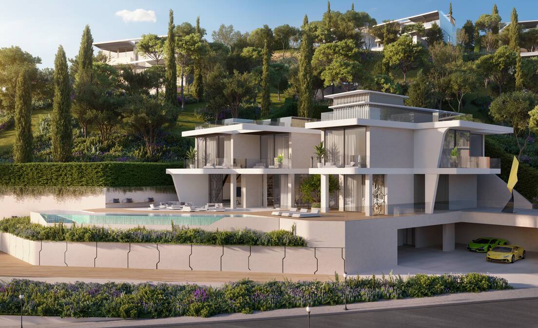 Lamborghini-inspired Villa with a Spectacular Fusion of Design, Golf, and Sea Views in El Paraiso Alto