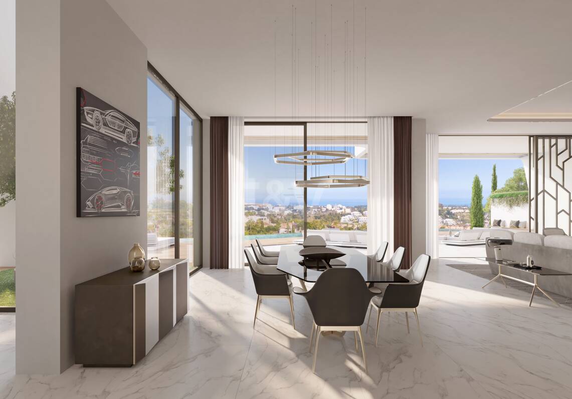 Lamborghini-inspirerad Villa med en spektakulär fusion av design, golf och havsutsikt i El Paraiso Alto