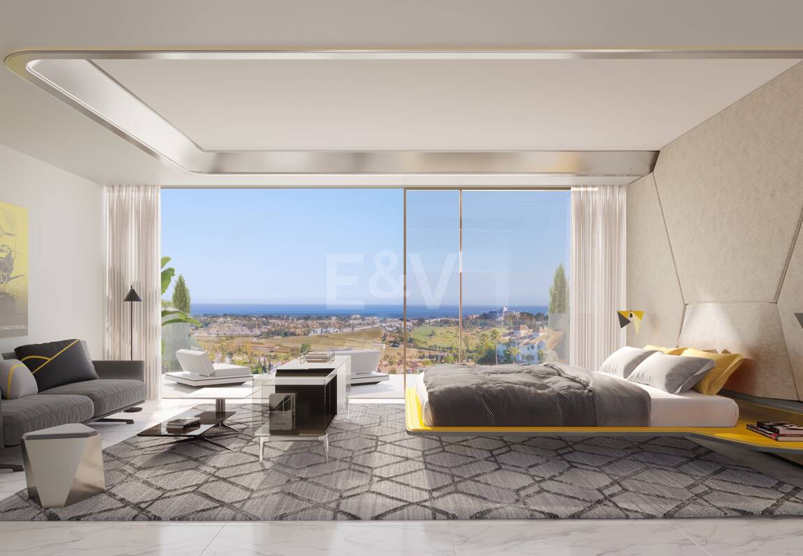 Von Lamborghini inspirierte Villa mit einer spektakulären Kombination aus Design, Golf und Meerblick in El Paraiso Alto