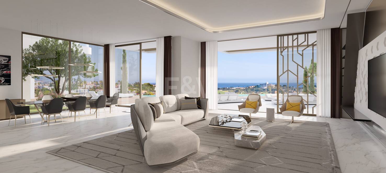Von Lamborghini inspirierte Villa mit einer spektakulären Kombination aus Design, Golf und Meerblick in El Paraiso Alto