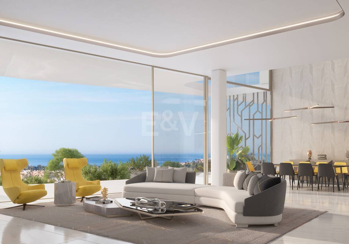 Lamborghini-inspirerad Villa med utsikt över havet och Golf i El Paraiso Alto