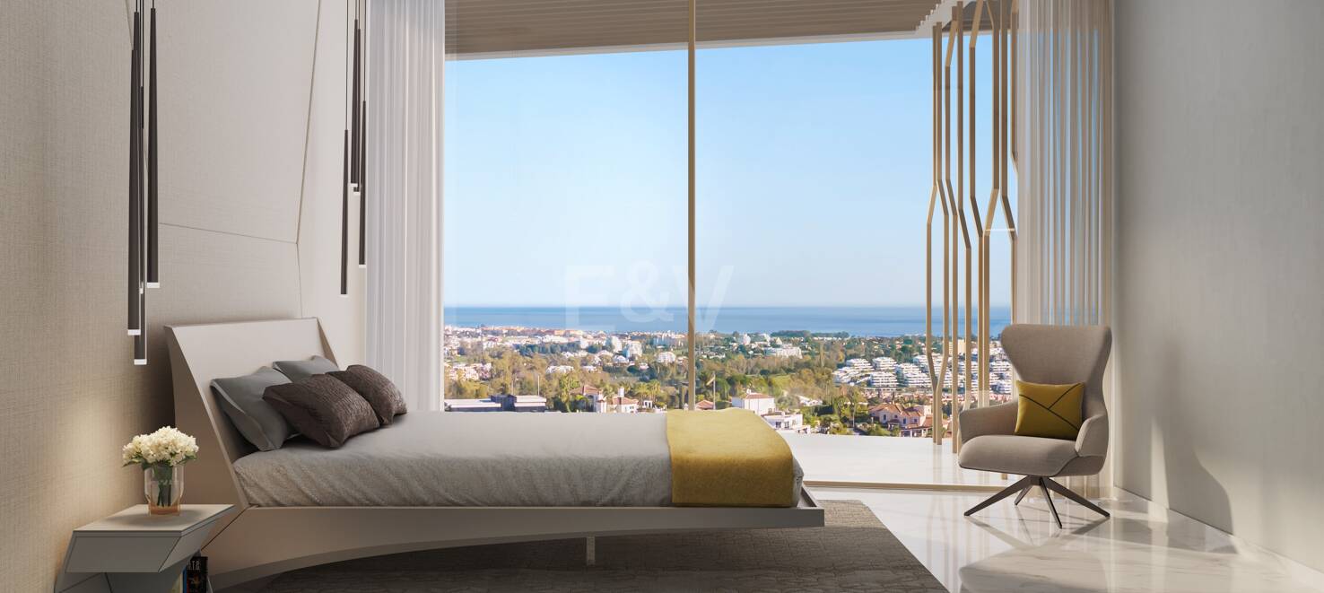 D'inspiration lamborghini Villa avec vue sur la mer et le golf à El Paraiso Alto