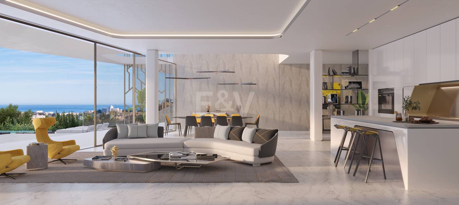 D'inspiration lamborghini Villa avec vue sur la mer et le golf à El Paraiso Alto