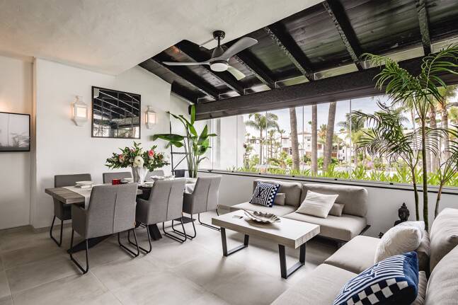 Impeccable Southwest-Facing Garden Apartment in Marina Puente Romano