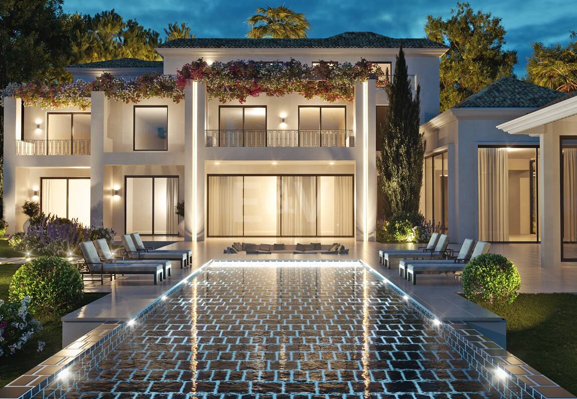 Villenprojekt in Los Flamingos Golf mit Panoramablick auf Golf und Meer