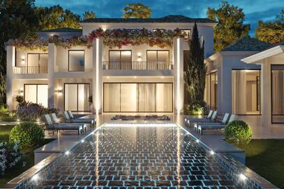 Villenprojekt in Los Flamingos Golf mit Panoramablick auf Golf und Meer