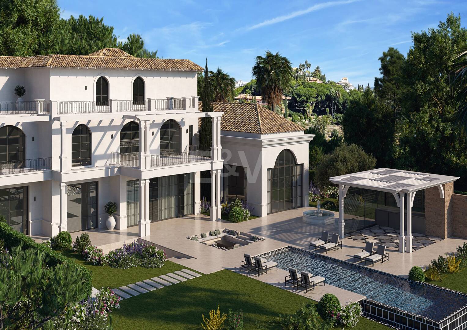 Villenprojekt in Los Flamingos Golf mit Panoramablick auf Golf und Meer