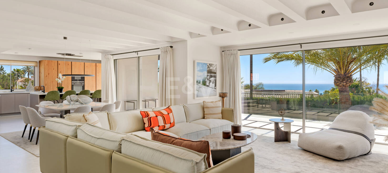 Stylowa willa w Nagüeles z widokiem na morze i góry