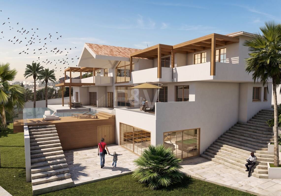Samtida Beachside Villa med uppvärmd pool och fantastisk tak Terrace