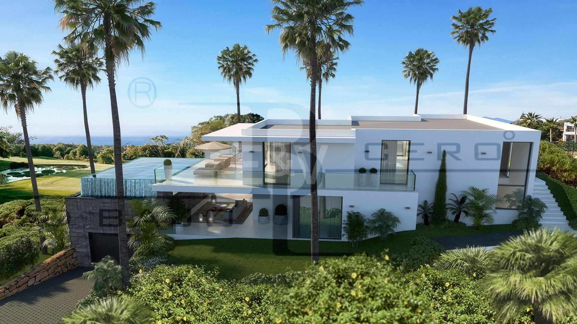 Frontline golf villa i Cabopino med hisnande panoramautsikt