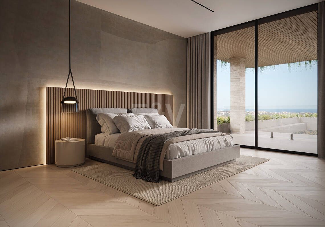 Villa de lujo moderno con vistas panorámicas al mar en una comunidad cerrada