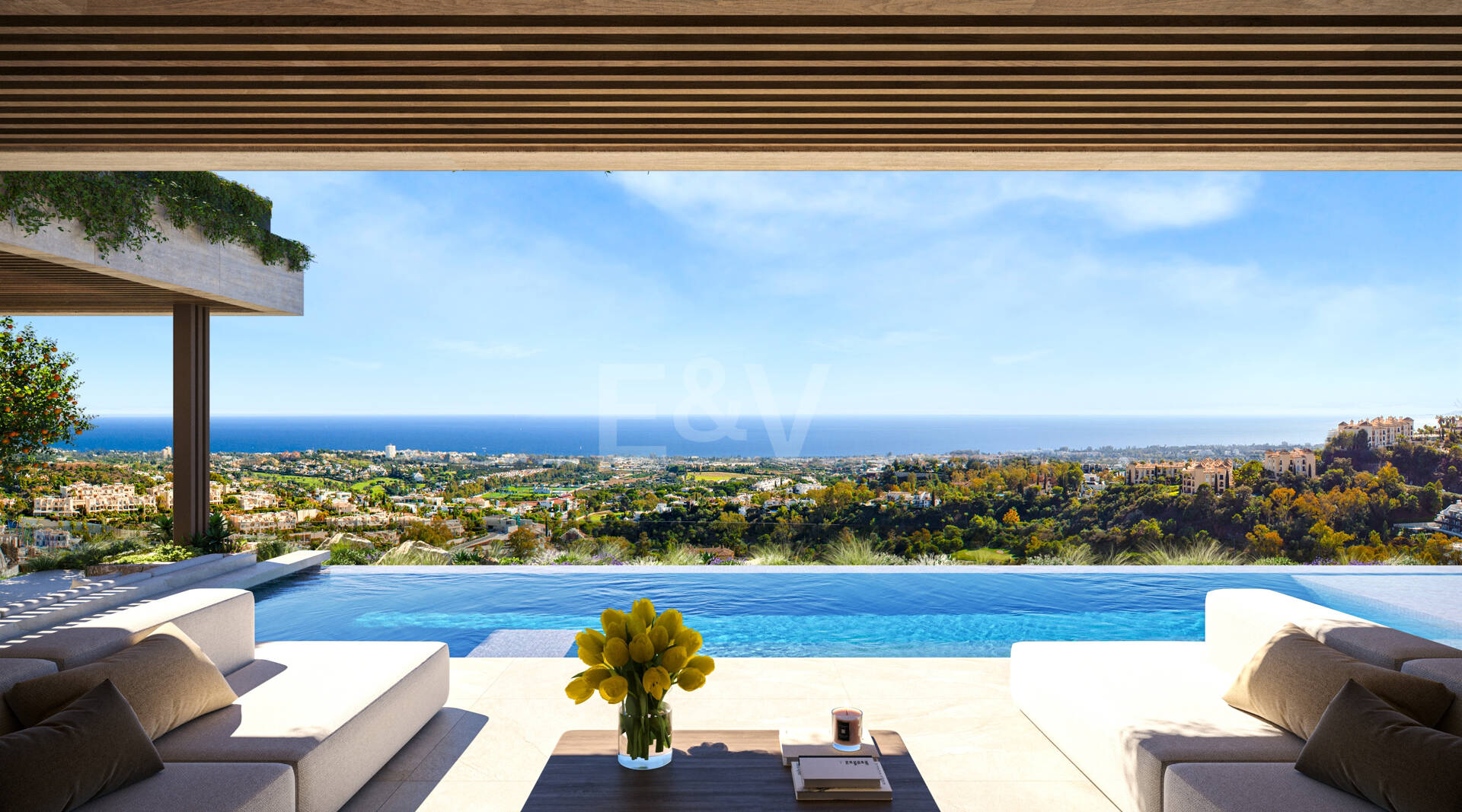 Villa de luxe moderne avec vue panoramique sur la mer dans la communautéated