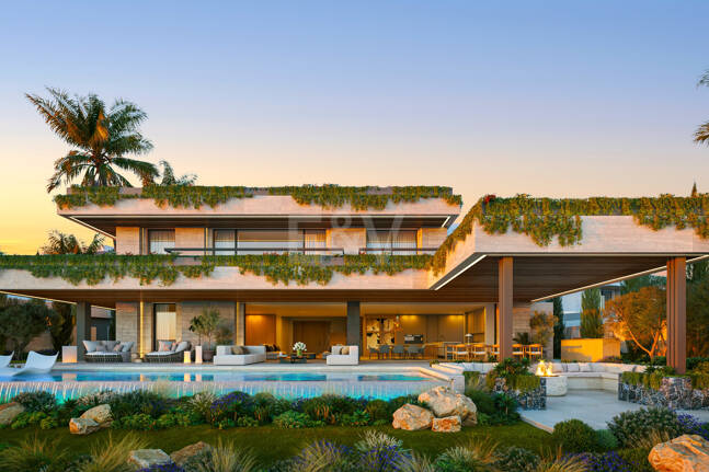 Villa de luxe moderne avec vue panoramique sur la mer dans la communautéated