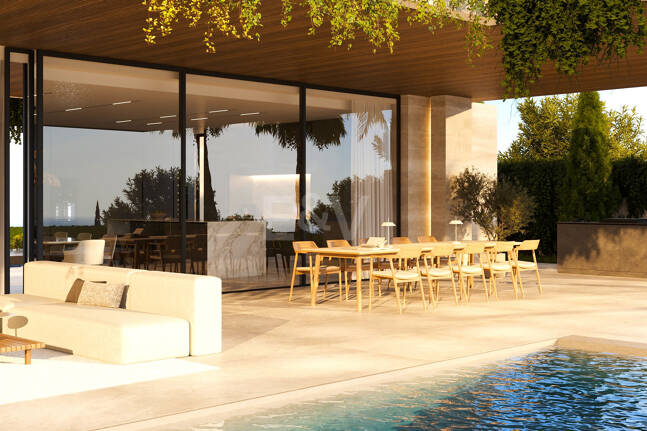 Villa de luxe moderne avec vue panoramique sur la mer dans la communautéated