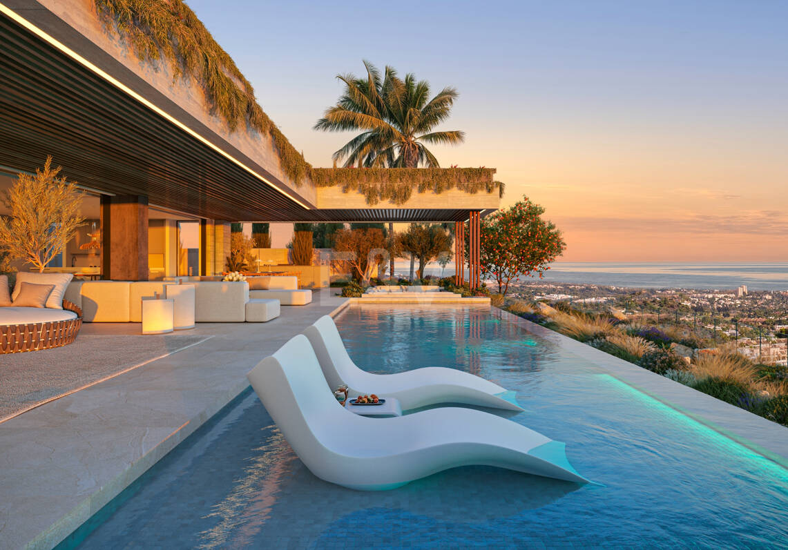 Villa de lujo moderno con vistas panorámicas al mar en una comunidad cerrada