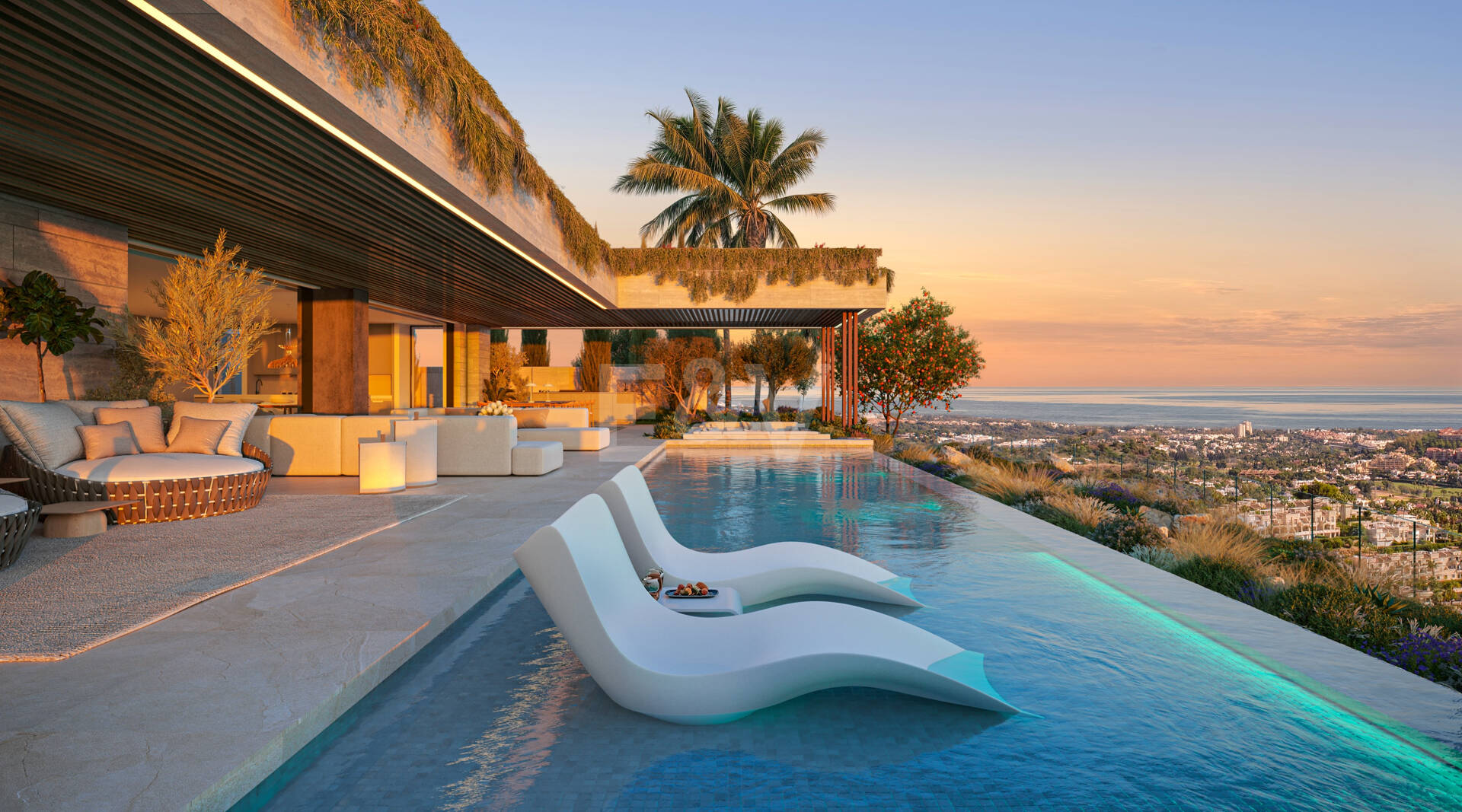 Villa de luxe moderne avec vue panoramique sur la mer dans la communautéated