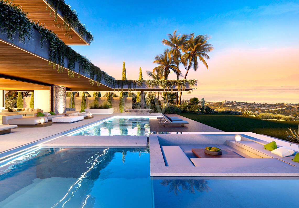 Villa de lujo moderno con vistas panorámicas al mar en una comunidad cerrada