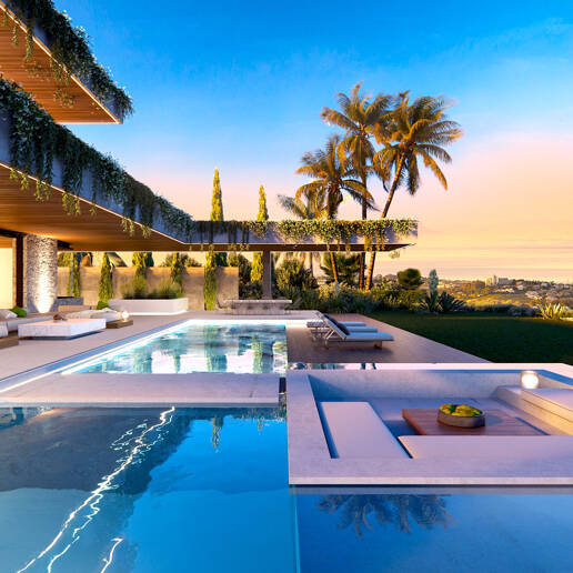 Villa de luxe moderne avec vue panoramique sur la mer dans la communautéated