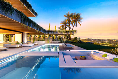 Villa de luxe moderne avec vue panoramique sur la mer dans la communautéated