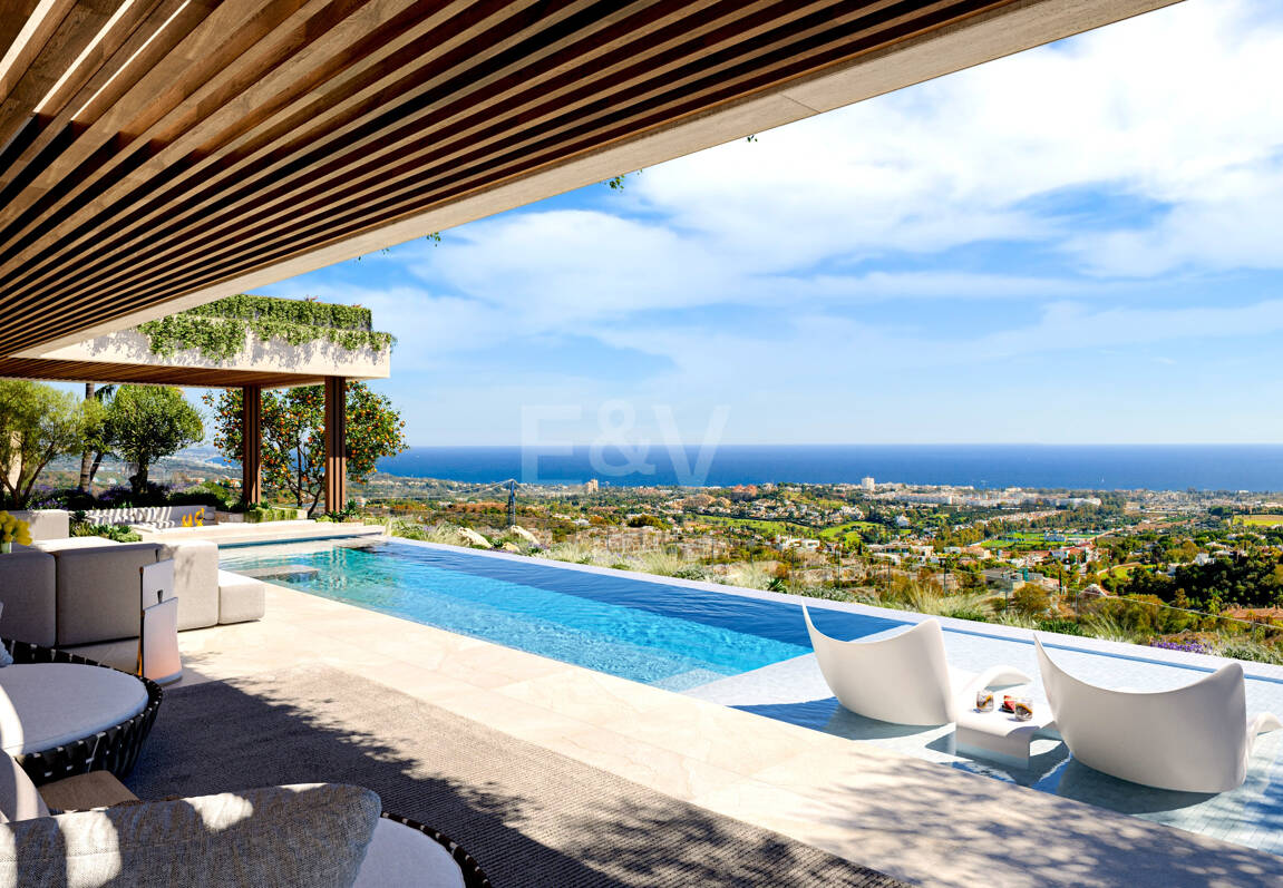 Villa de luxe moderne avec vue panoramique sur la mer dans la communautéated