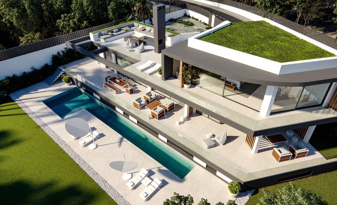 Nuevo proyecto de villa en una zona muy deseada de la Milla de Oro, Lomas de Marbella Club, que proporciona...
