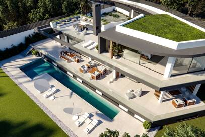 Proyecto de villa sobre plano en Las Lomas del Marbella Club