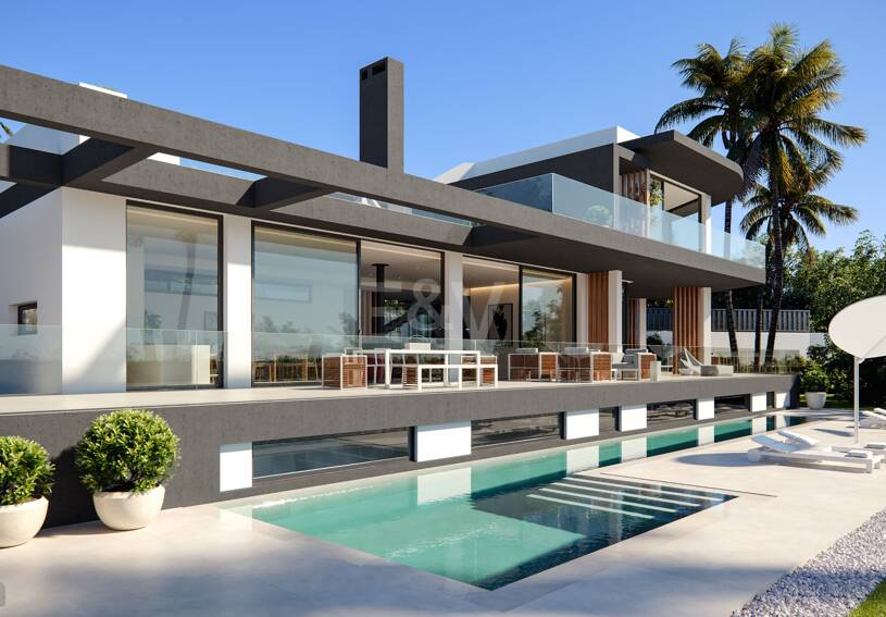 Proyecto de villa sobre plano en Las Lomas del Marbella Club