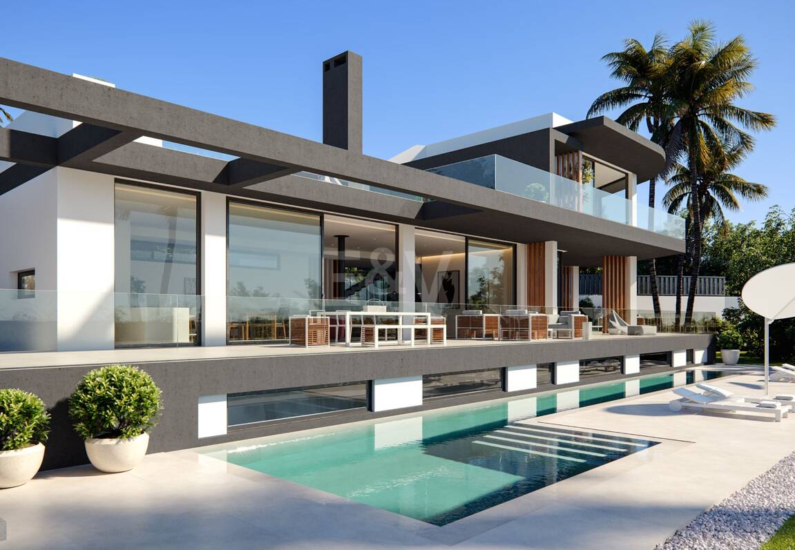 Proyecto de villa sobre plano en Las Lomas del Marbella Club