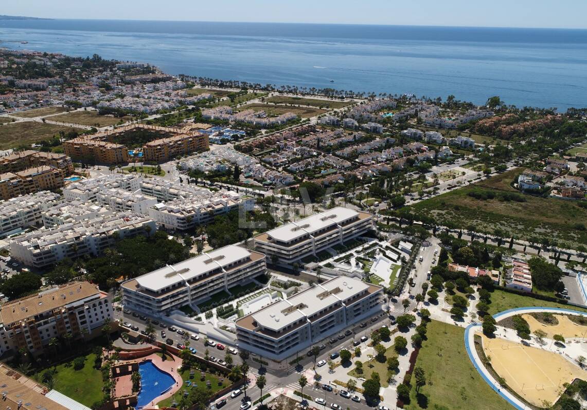 Elégant nouvel appartement de construction avec terrasse, piscine & amp; promenade à la plage