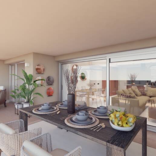 Elégant nouvel appartement de construction avec terrasse, piscine & amp; promenade à la plage