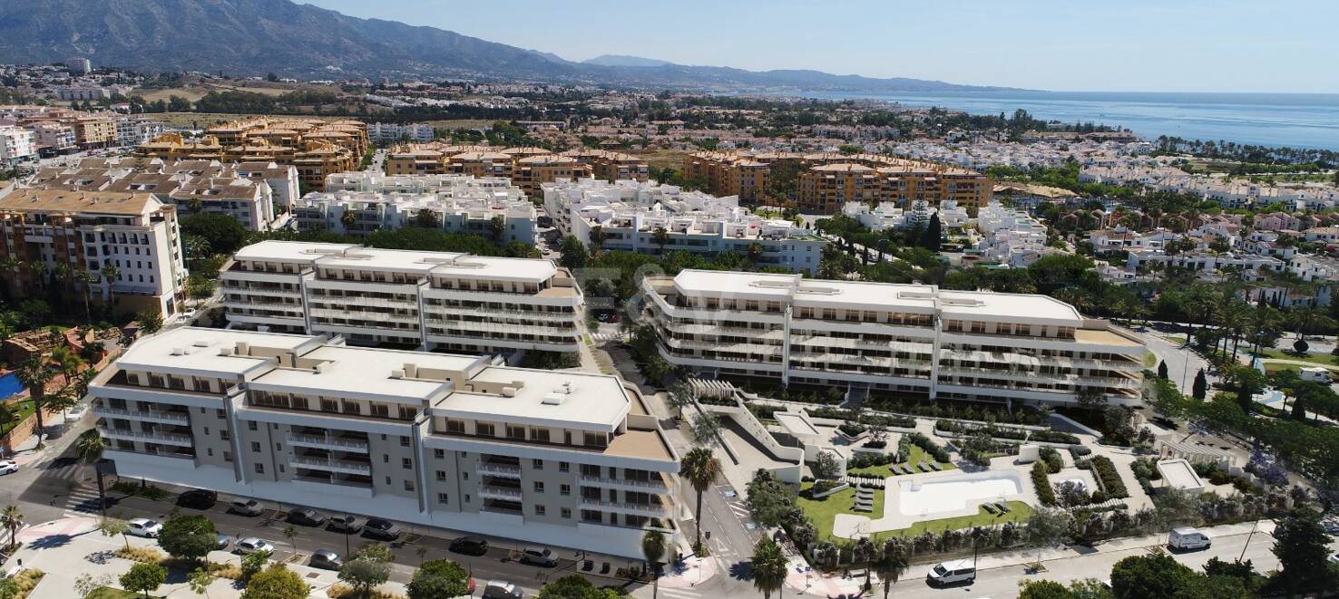 Elégant nouvel appartement de construction avec terrasse, piscine & amp; promenade à la plage