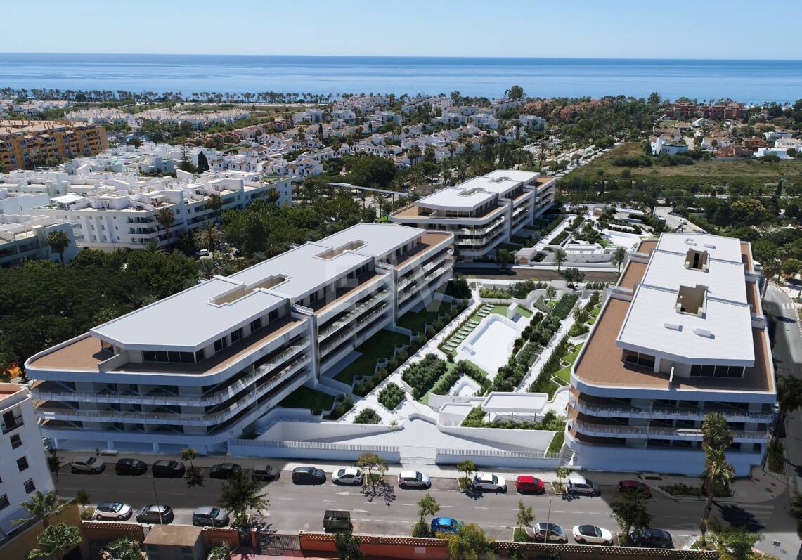 Elégant nouvel appartement de construction avec terrasse, piscine & amp; promenade à la plage