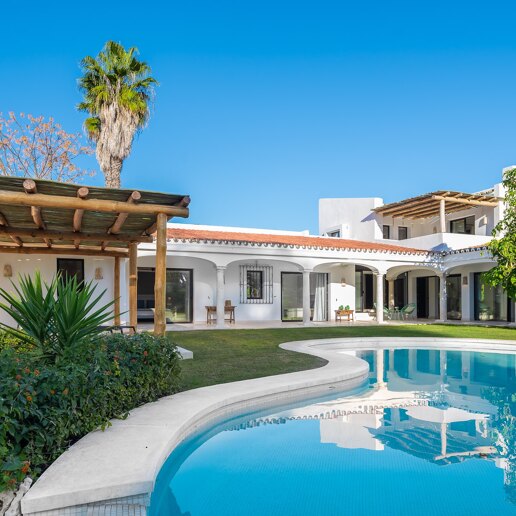 Magnificent Andalusian-Cortijo Style Villa Just Steps from the Beach in Prestigious Guadalmina.