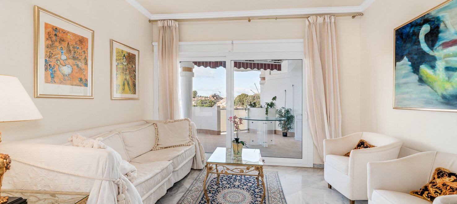 Charming 2-Bedroom Penthouse with Sea & Golf Views in Rio Real available for short-term rental (June-August) from 1,750€/week.