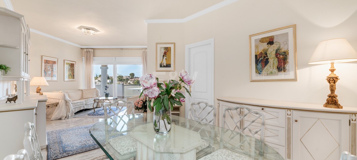 Charming 2-Bedroom Penthouse with Sea & Golf Views in Rio Real available for short-term rental (June-August) from 1,750€/week.