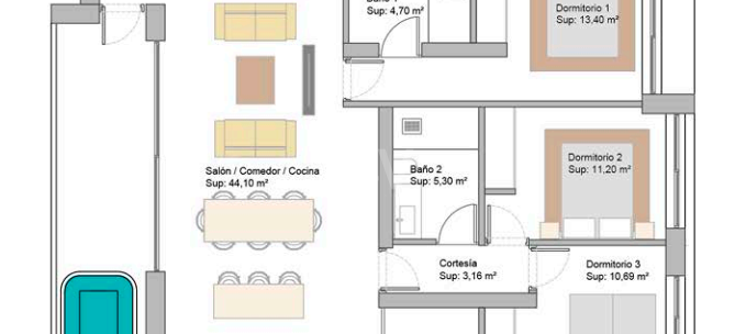 Apartamento elegante con piscinas interiores y exteriores, spa y gimnasio