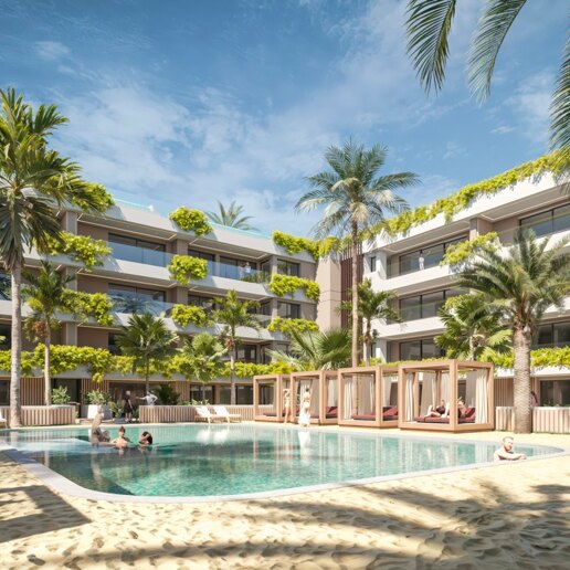 Apartamento elegante con piscinas interiores y exteriores, spa y gimnasio