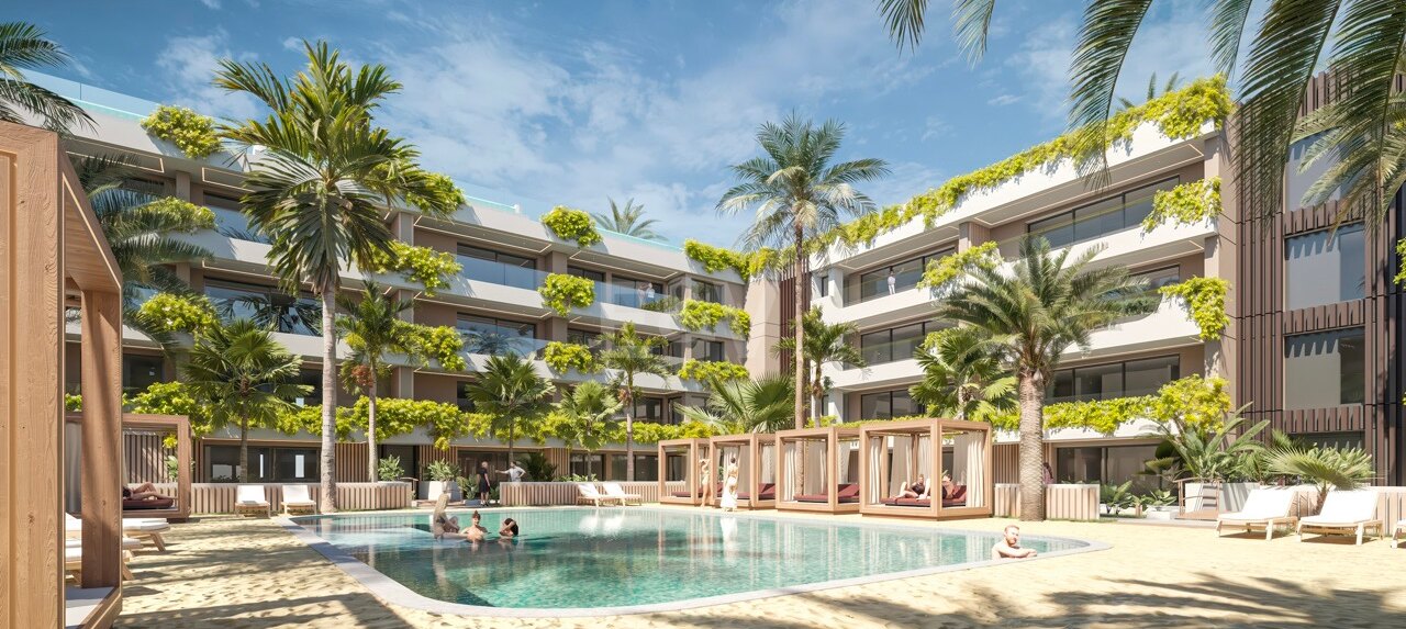 Apartamento elegante con piscinas interiores y exteriores, spa y gimnasio