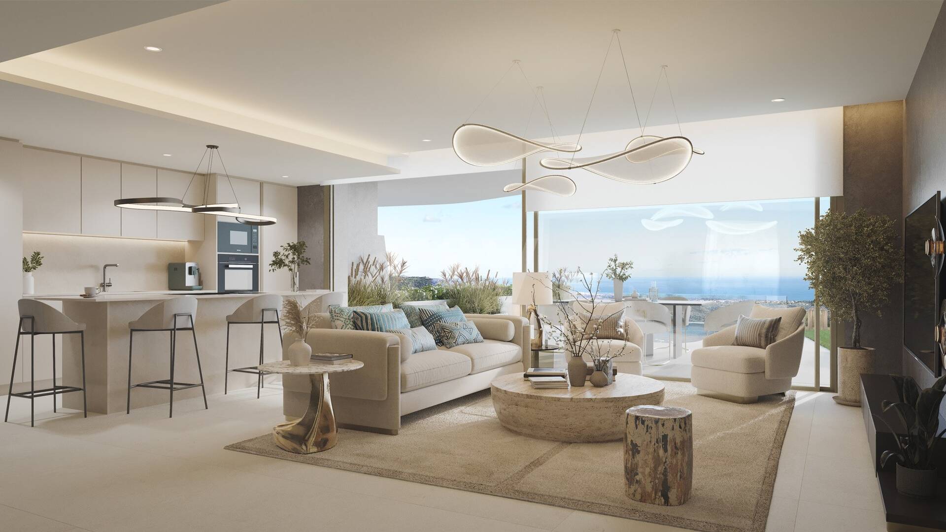 Samtida komfort och ljusfylld designer lägenhet med Sea Views