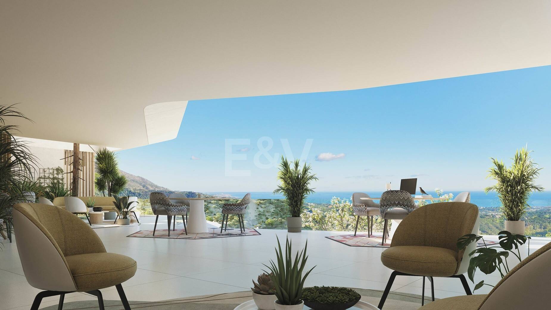 Panoramische Penthouse-Wohnung mit privatem Pool und Meerblick