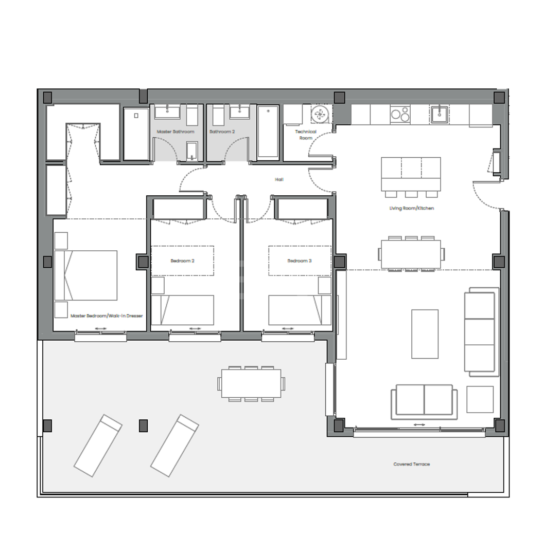 Apartamento sobre plano con vistas al mar en Altos de Los Monteros