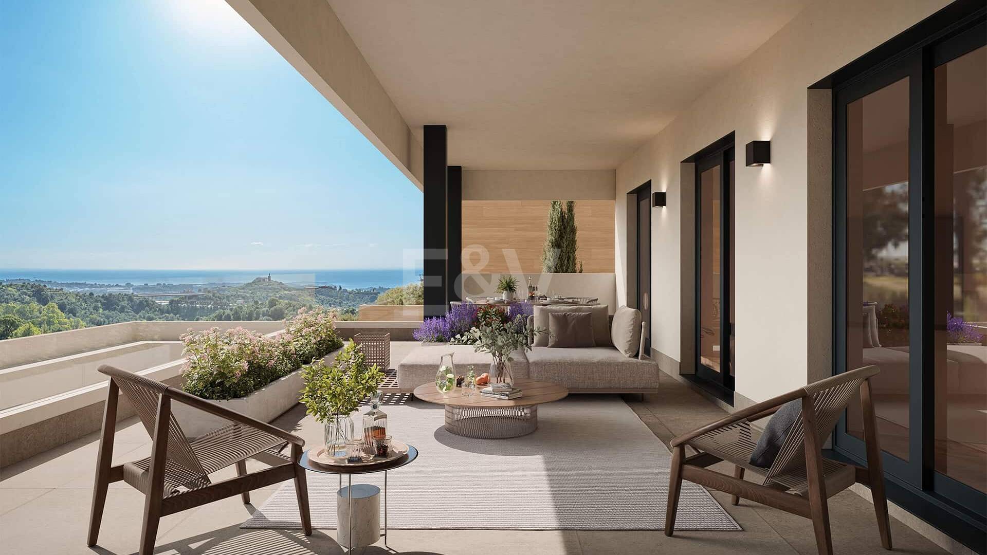 Apartamento sobre plano con vistas al mar en Altos de Los Monteros